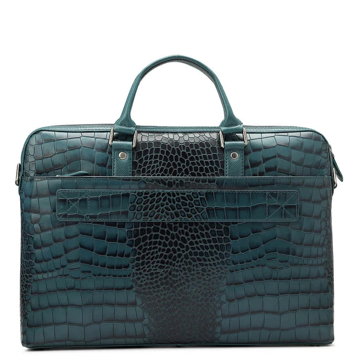 Ocean Croco Leather Laptop Sleeve - Upto 16"