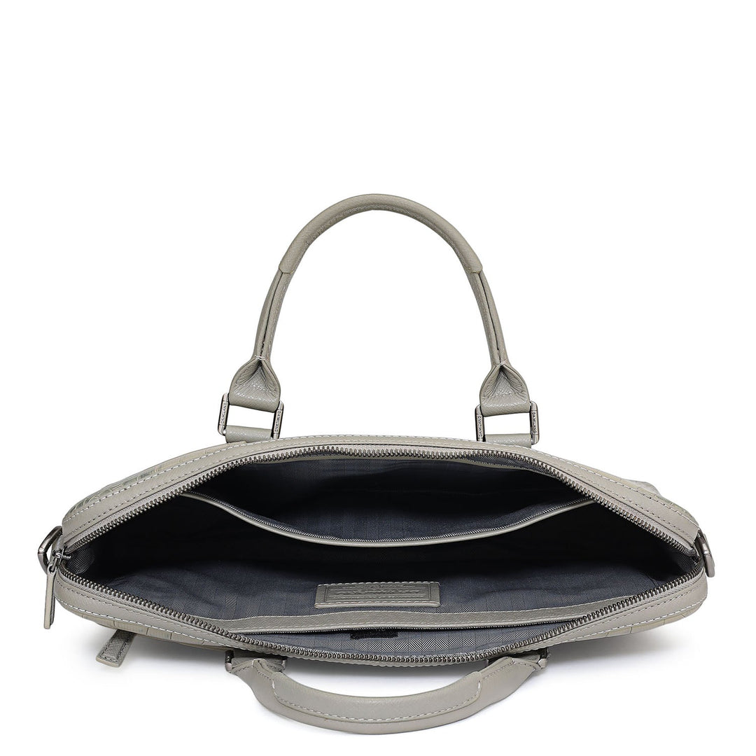 Croco Leather Laptop Sleeve - Stone Grey