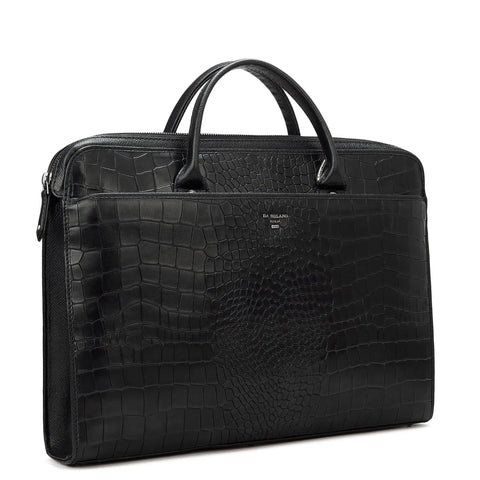 Croco Leather Laptop Sleeve - Black