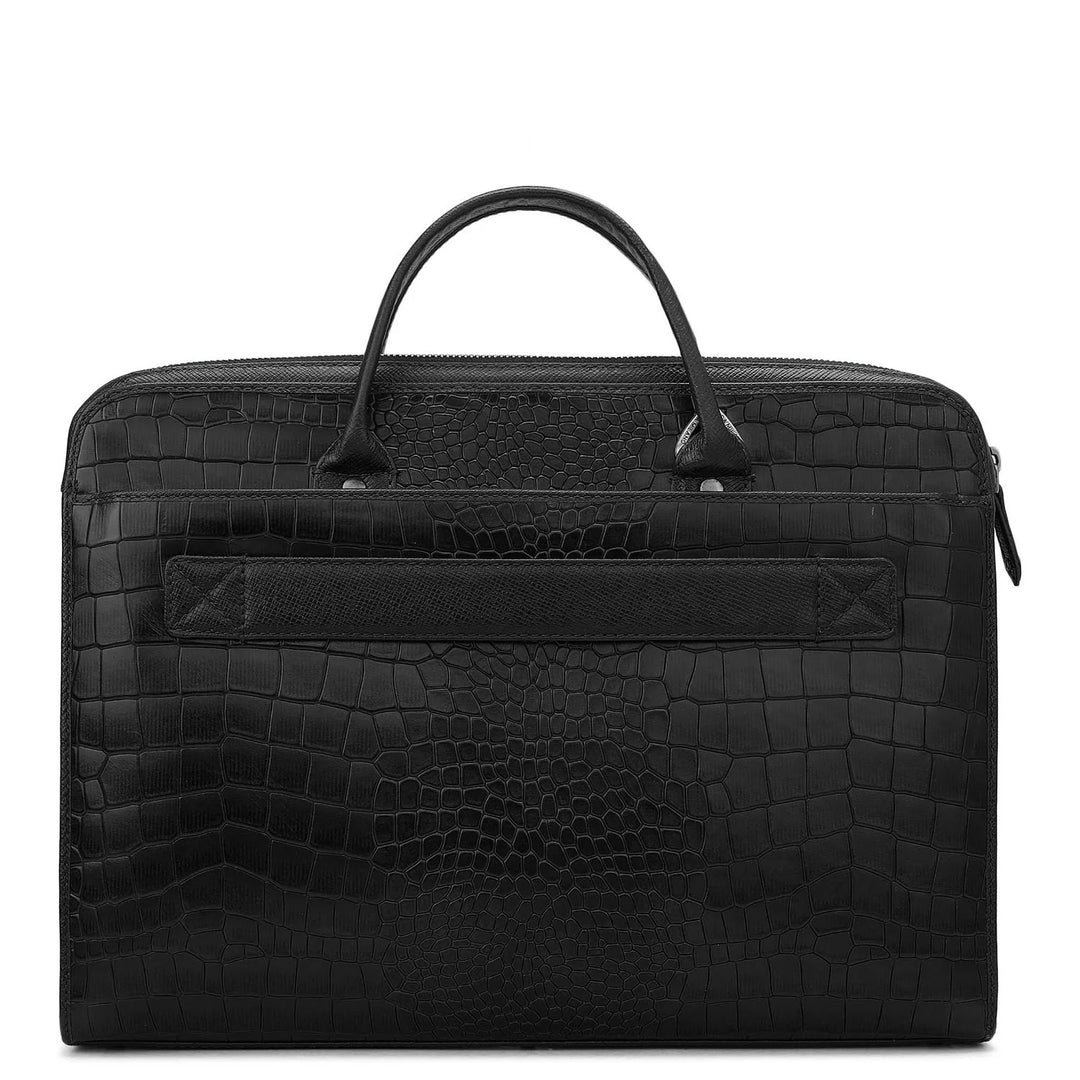 Croco Leather Laptop Sleeve - Black