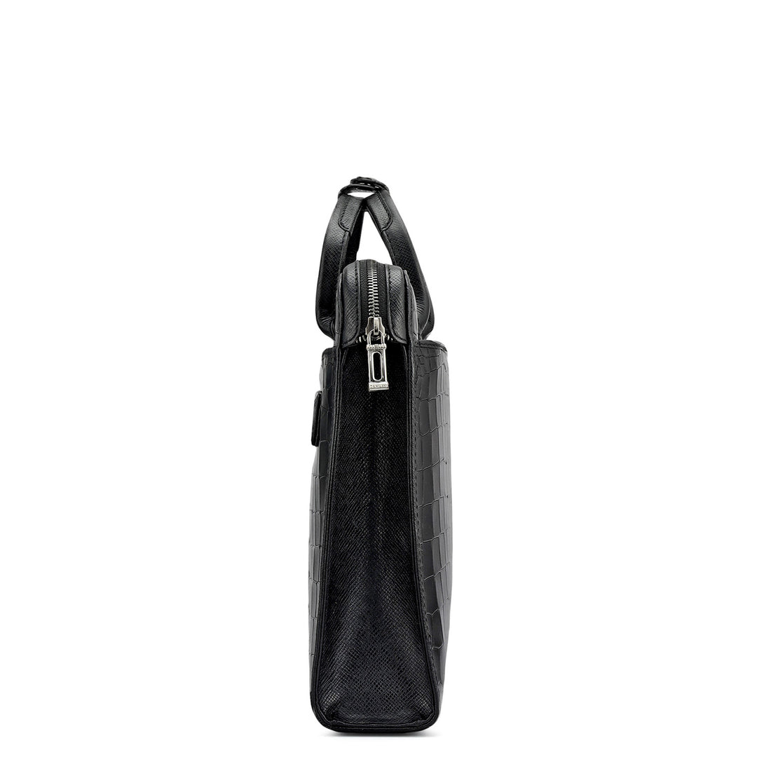 Croco Leather Laptop Sleeve - Black