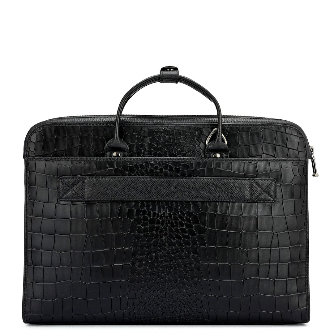 Croco Leather Laptop Sleeve - Black