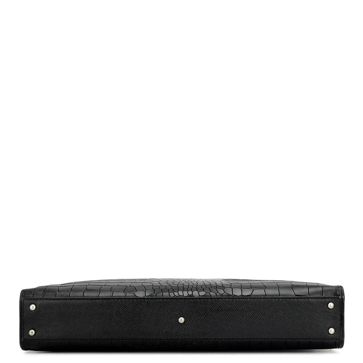 Croco Leather Laptop Sleeve - Black