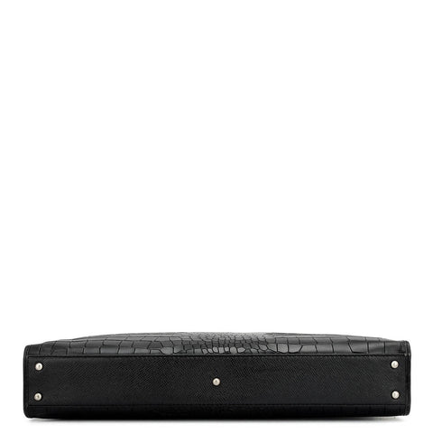Croco Leather Laptop Sleeve - Black
