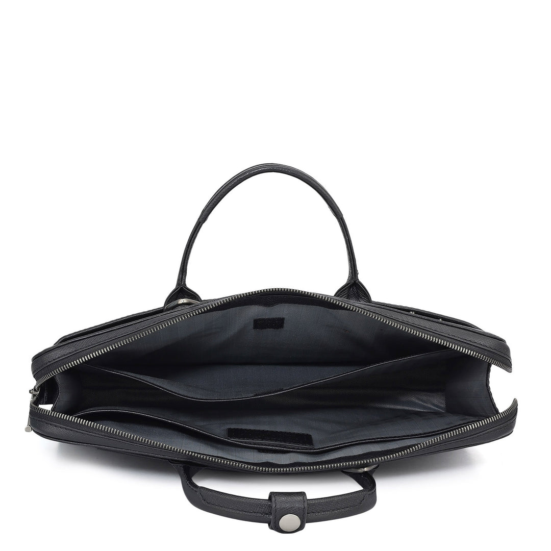 Croco Leather Laptop Sleeve - Black