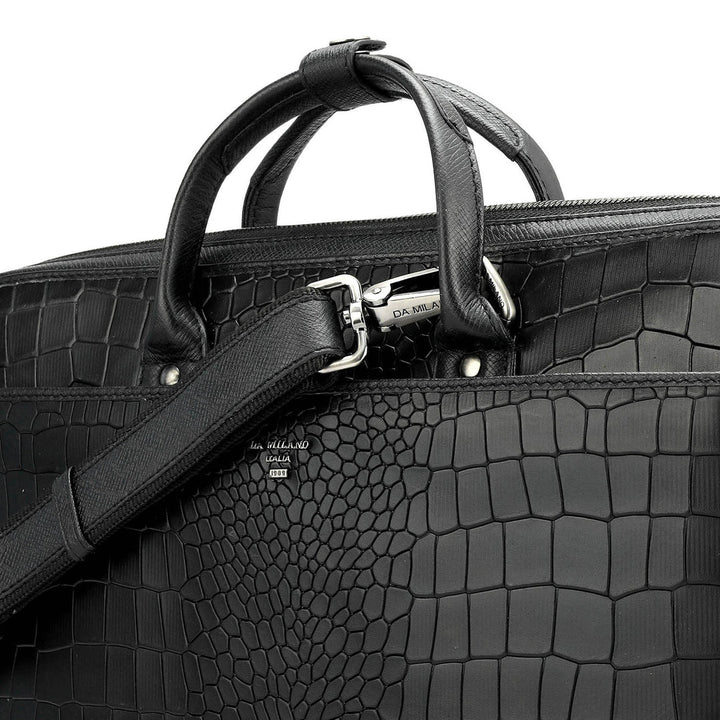 Croco Leather Laptop Sleeve - Black