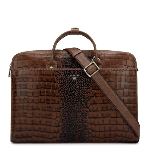 Croco Leather Laptop Sleeve - Date