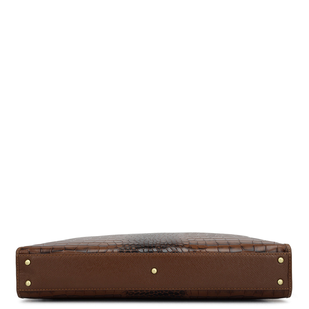 Croco Leather Laptop Sleeve - Date