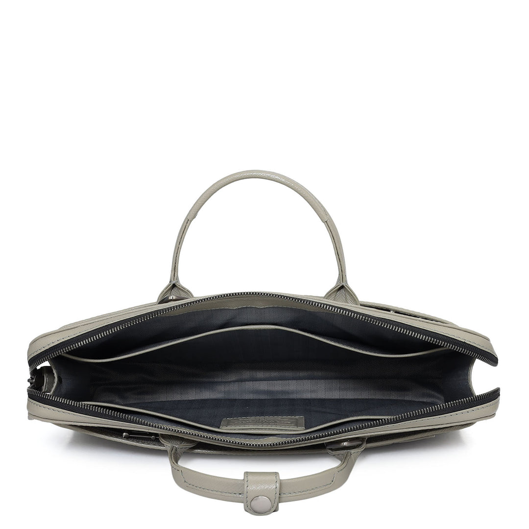 Croco Leather Laptop Sleeve - Stone Grey