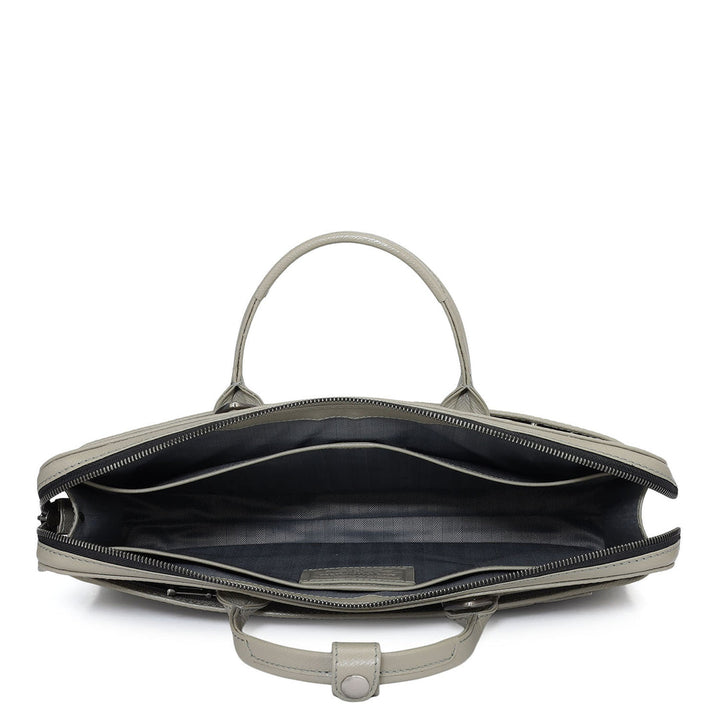 Croco Leather Laptop Sleeve - Stone Grey