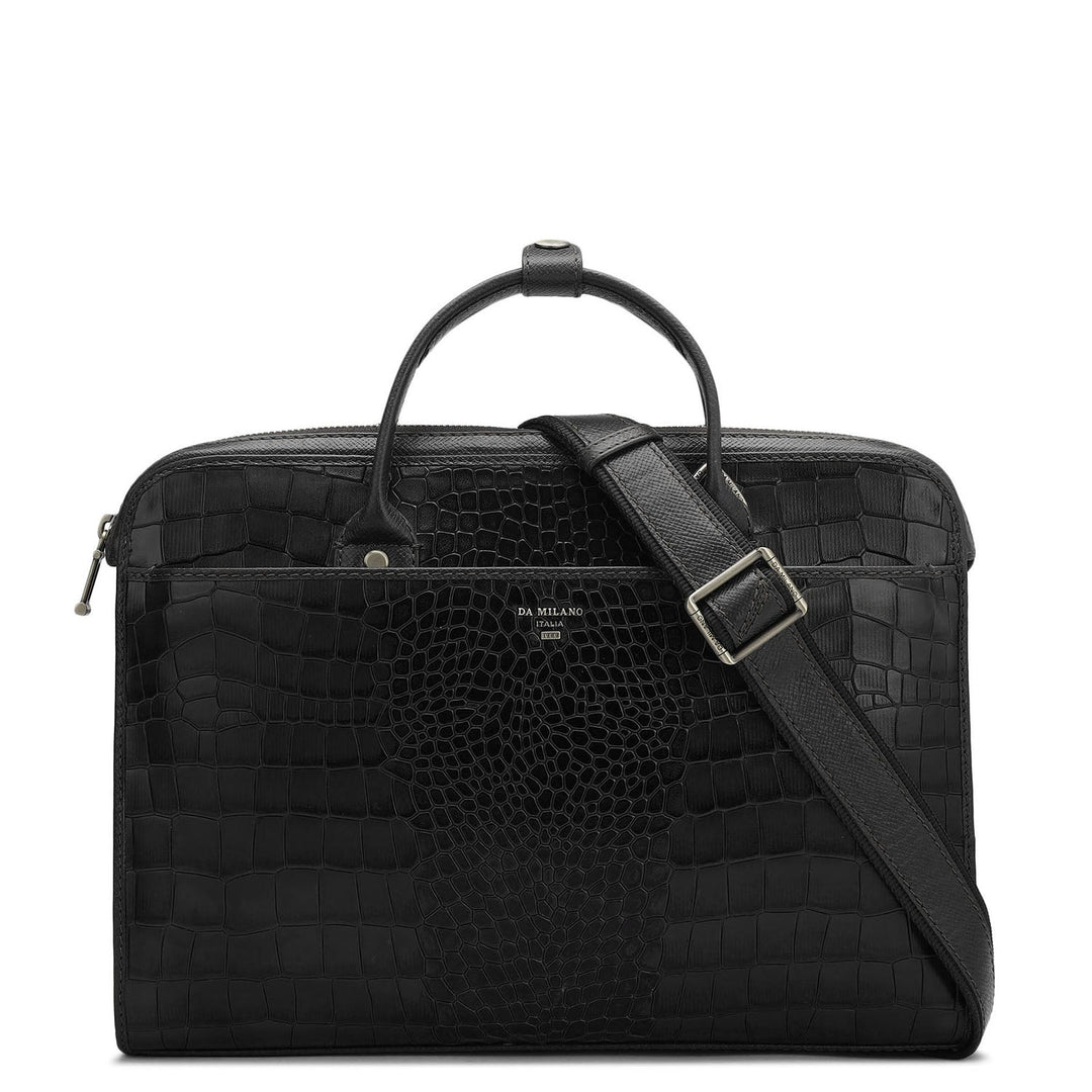 Croco Leather Laptop Sleeve - Black