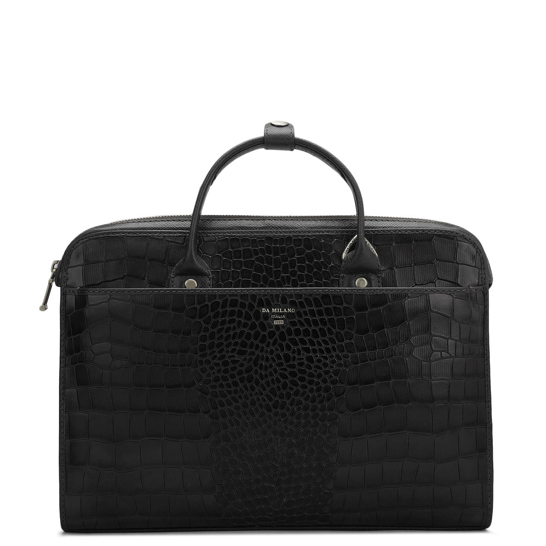 Croco Leather Laptop Sleeve - Black