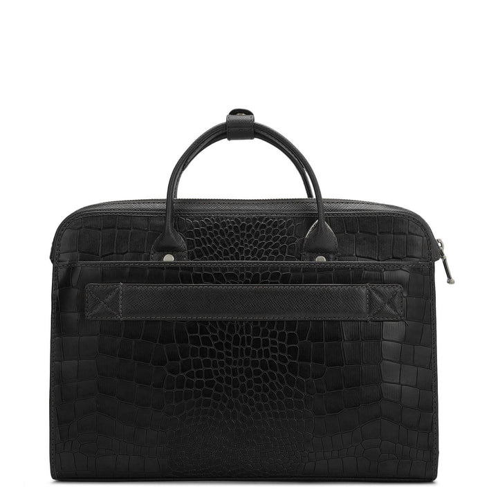 Croco Leather Laptop Sleeve - Black