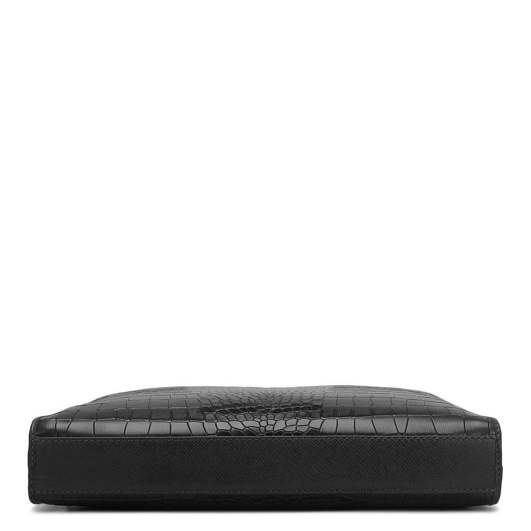 Croco Leather Laptop Sleeve - Black