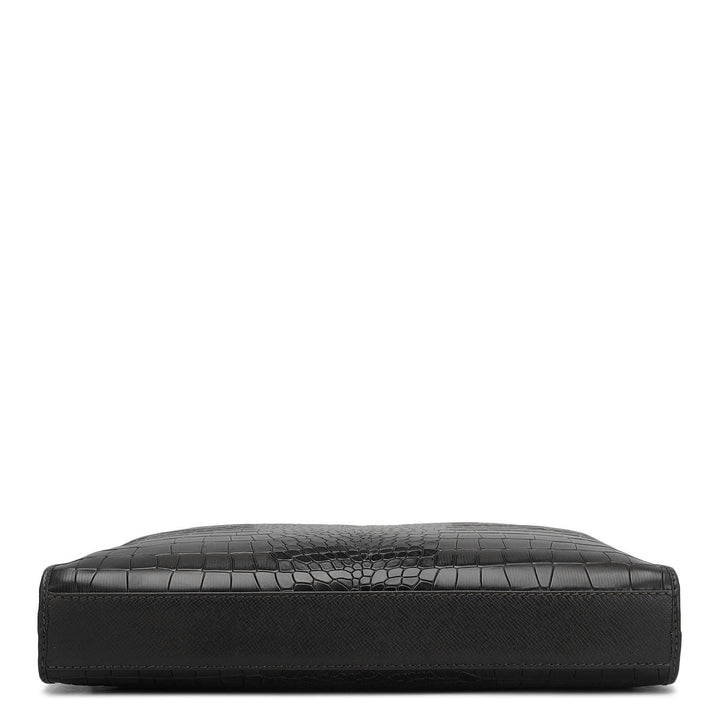 Croco Leather Laptop Sleeve - Black
