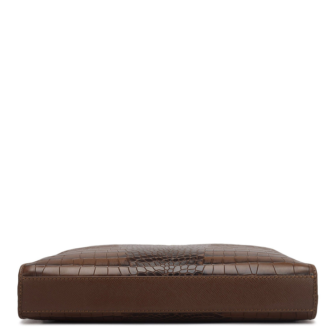 Croco Leather Laptop Sleeve - Date