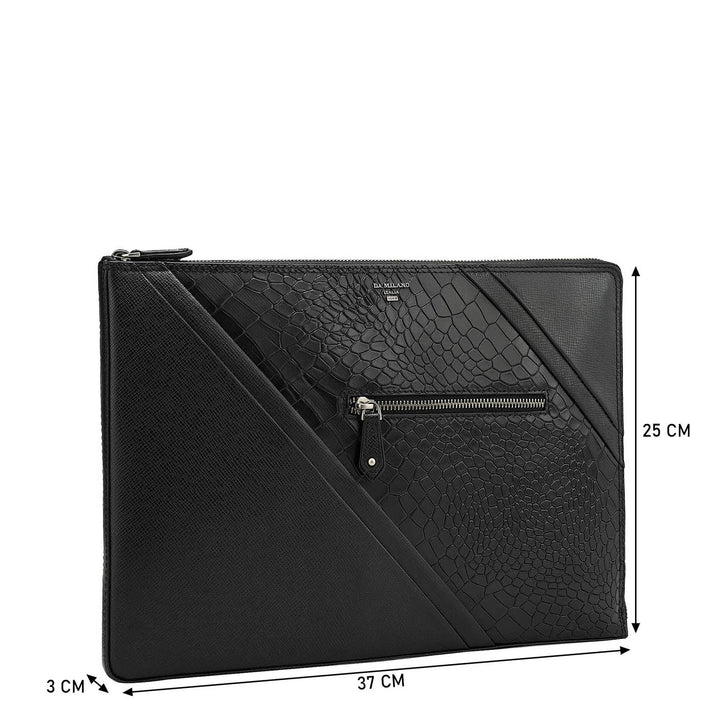 Black Croco Franzy Leather Laptop Sleeve - Upto 15"