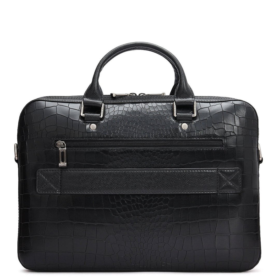 Croco Leather Laptop Sleeve - Black