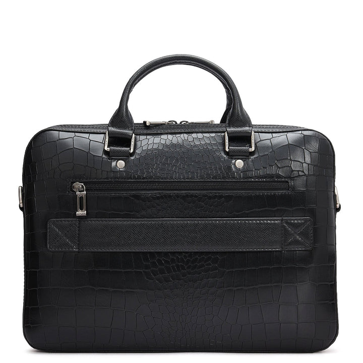 Croco Leather Laptop Sleeve - Black