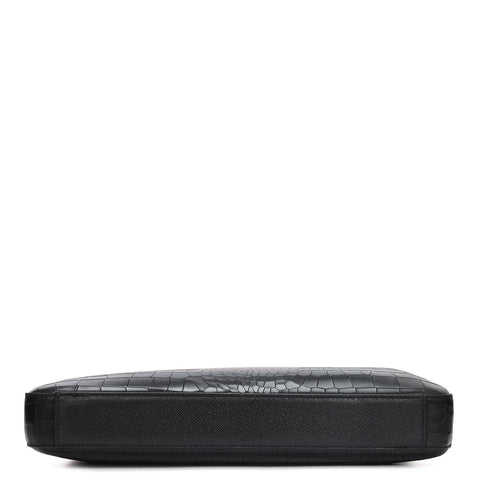 Croco Leather Laptop Sleeve - Black