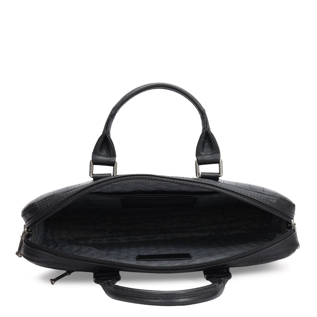 Croco Leather Laptop Sleeve - Black
