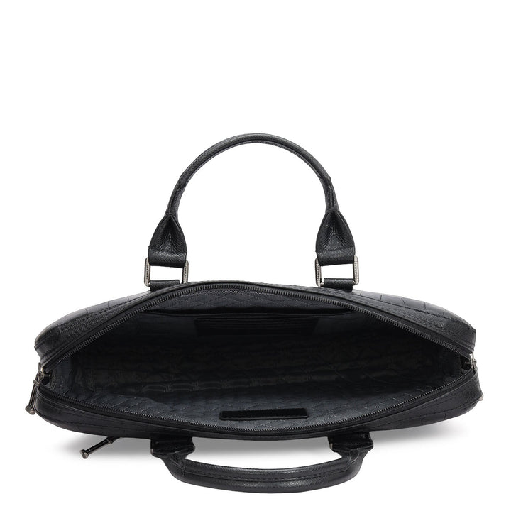Croco Leather Laptop Sleeve - Black