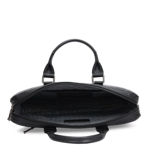 Croco Leather Laptop Sleeve - Black