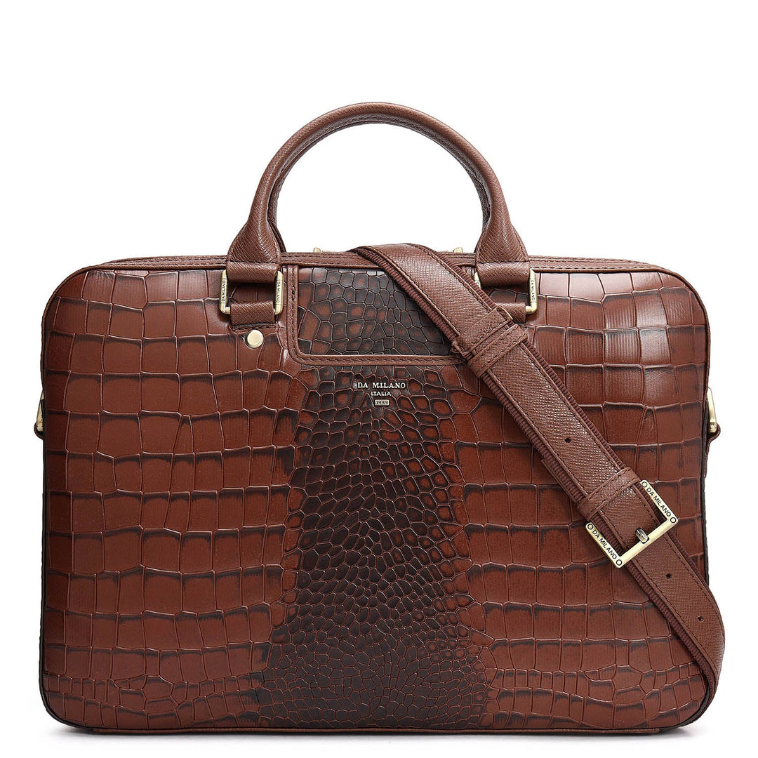 Croco Leather Laptop Sleeve - Date