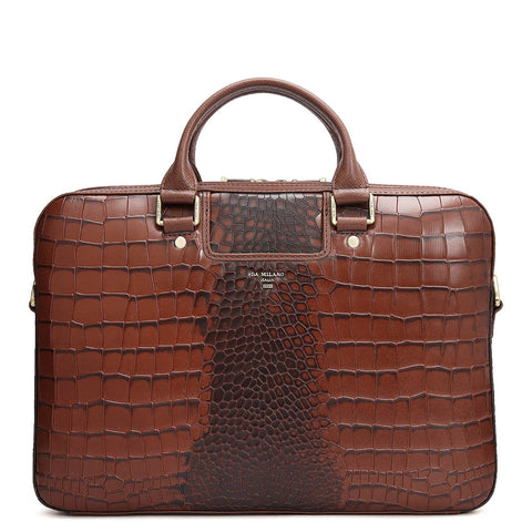 Croco Leather Laptop Sleeve - Date