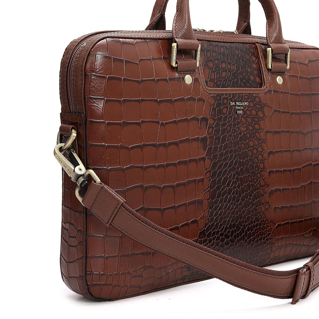 Croco Leather Laptop Sleeve - Date
