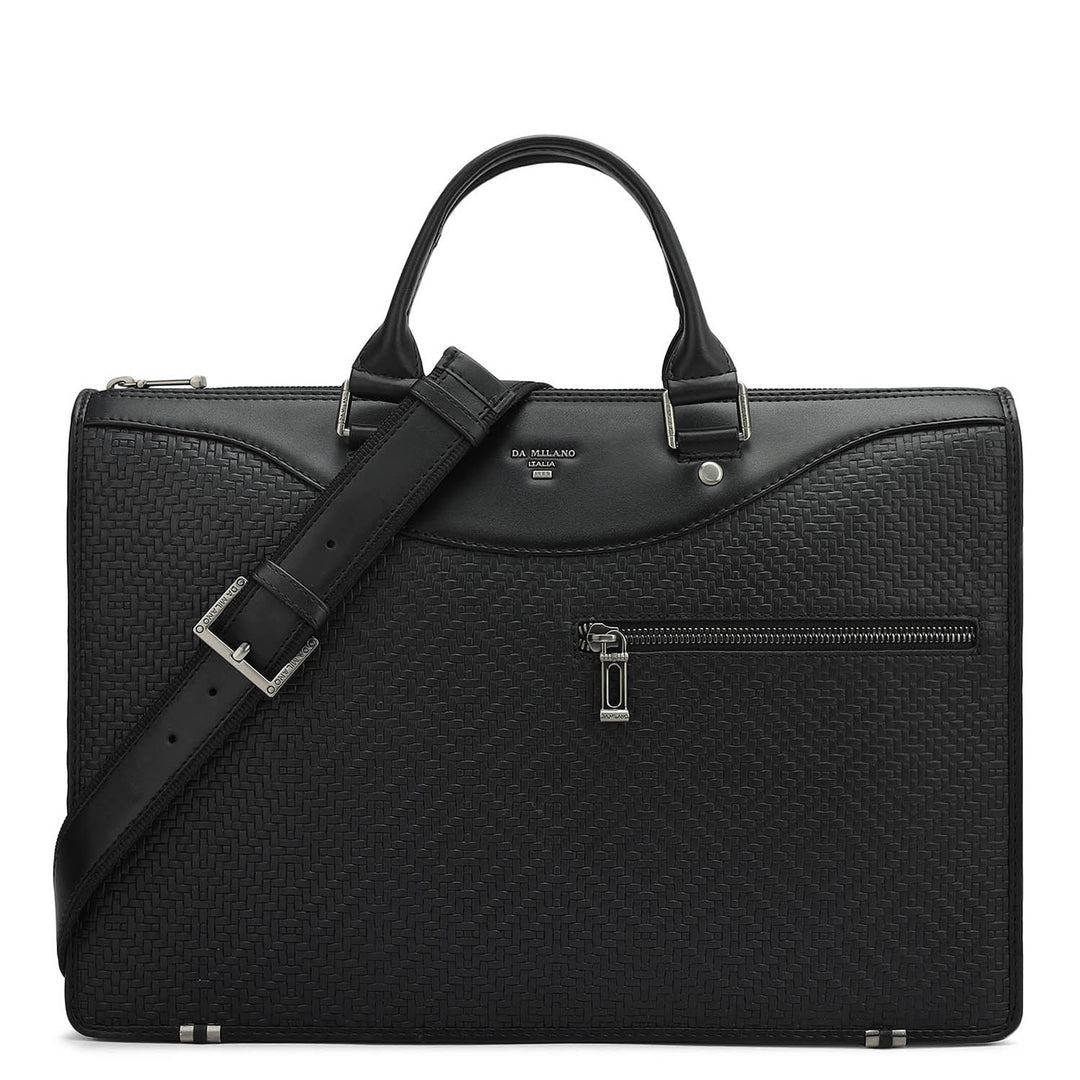 Mat Emboss Plain Leather Laptop Sleeve - Black