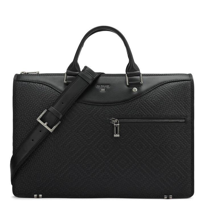 Mat Emboss Plain Leather Laptop Sleeve - Black