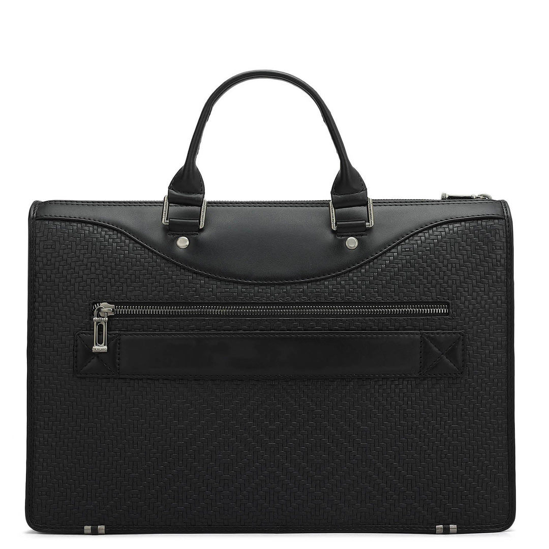 Mat Emboss Plain Leather Laptop Sleeve - Black