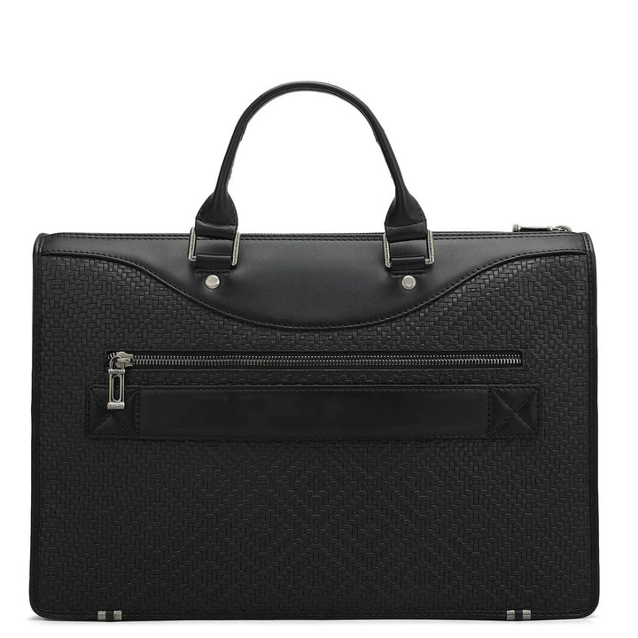 Mat Emboss Plain Leather Laptop Sleeve - Black