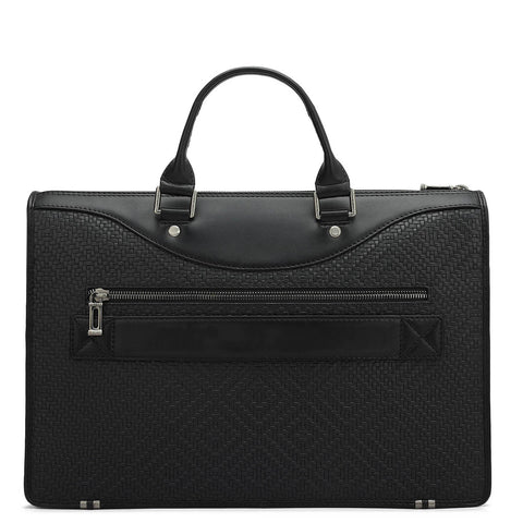 Mat Emboss Plain Leather Laptop Sleeve - Black