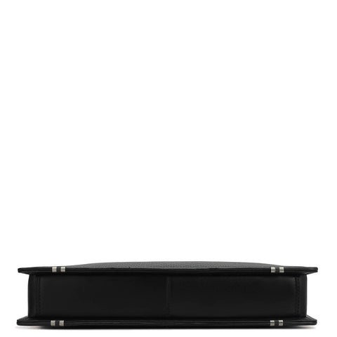 Mat Emboss Plain Leather Laptop Sleeve - Black