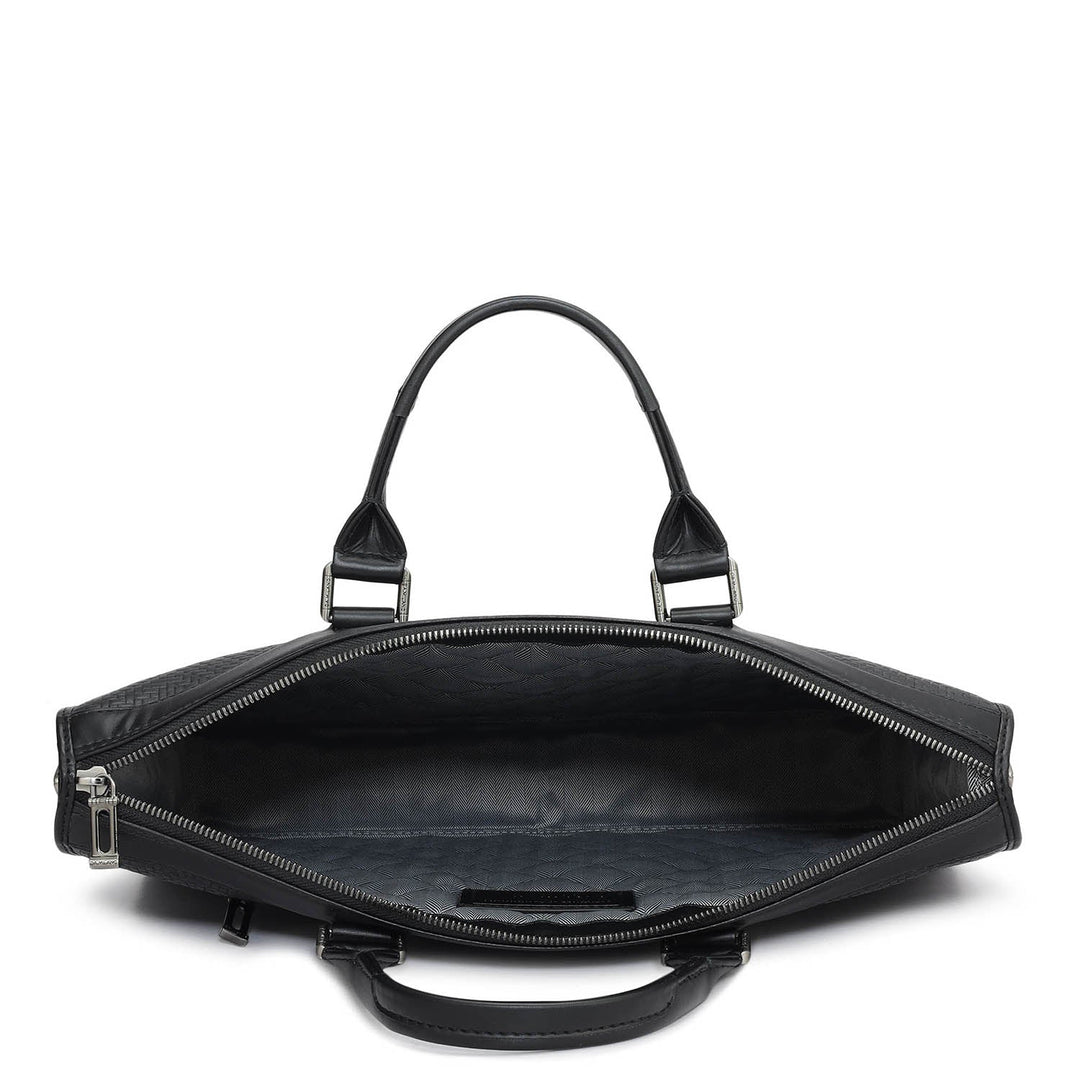 Mat Emboss Plain Leather Laptop Sleeve - Black