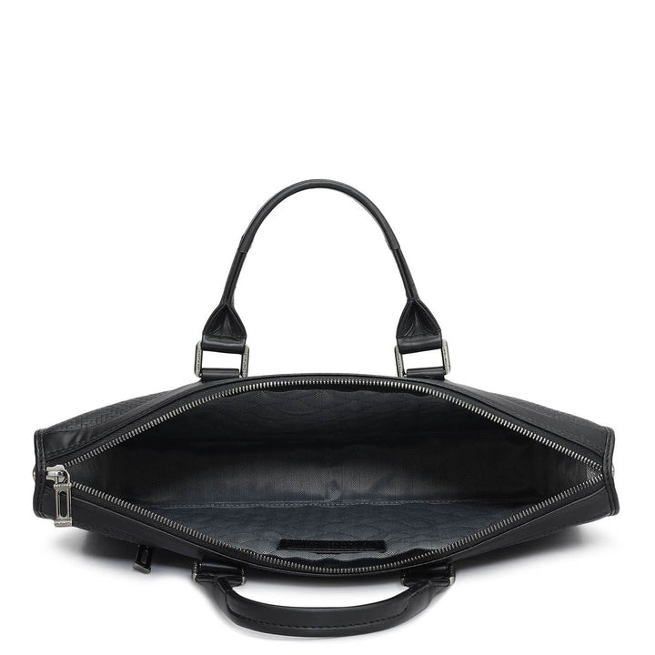 Mat Emboss Plain Leather Laptop Sleeve - Black