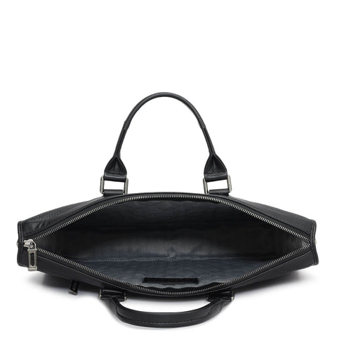 Mat Emboss Plain Leather Laptop Sleeve - Black
