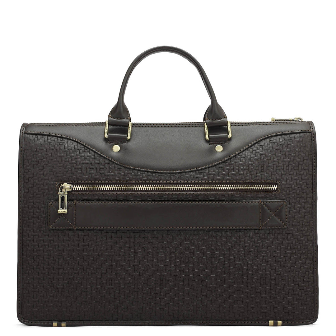 Mat Emboss Plain Leather Laptop Sleeve - Brown