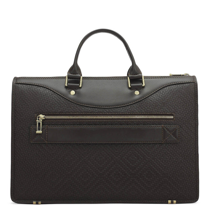 Mat Emboss Plain Leather Laptop Sleeve - Brown