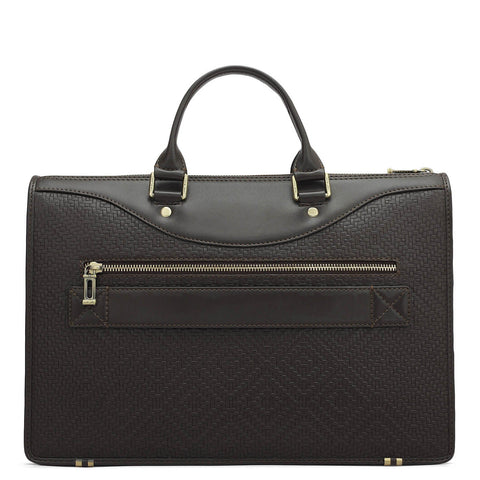 Mat Emboss Plain Leather Laptop Sleeve - Brown