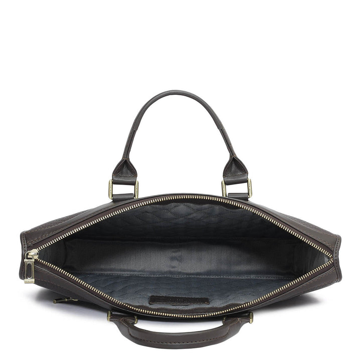 Mat Emboss Plain Leather Laptop Sleeve - Brown