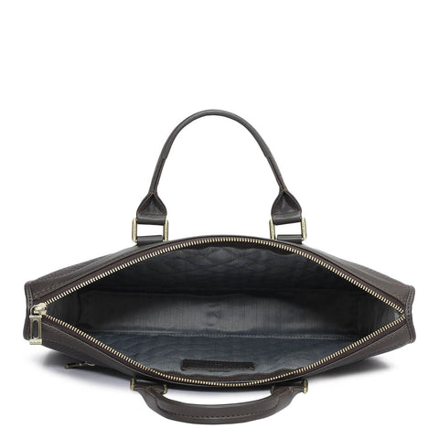 Mat Emboss Plain Leather Laptop Sleeve - Brown