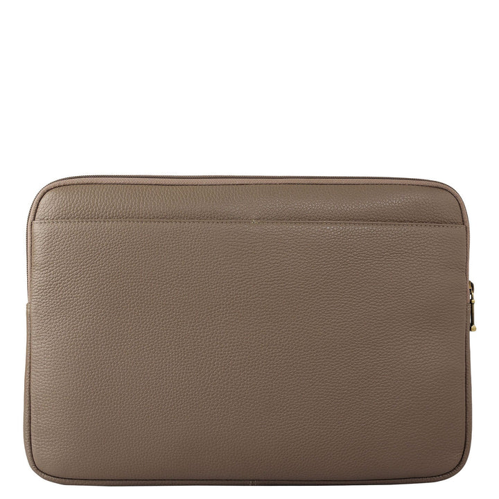 Wax Leather Laptop Sleeve - Greyish Taupe