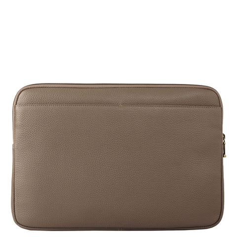 Wax Leather Laptop Sleeve - Greyish Taupe