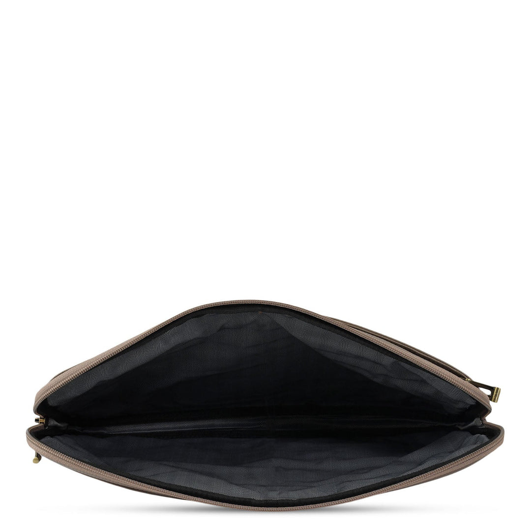 Wax Leather Laptop Sleeve - Greyish Taupe
