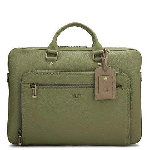 Wax Leather Laptop Sleeve - Fern