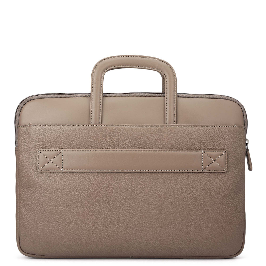 Wax Plain Leather Laptop Sleeve - Smoke Grey