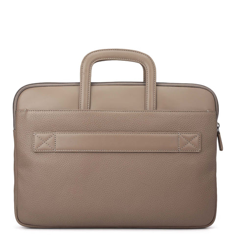 Wax Plain Leather Laptop Sleeve - Smoke Grey